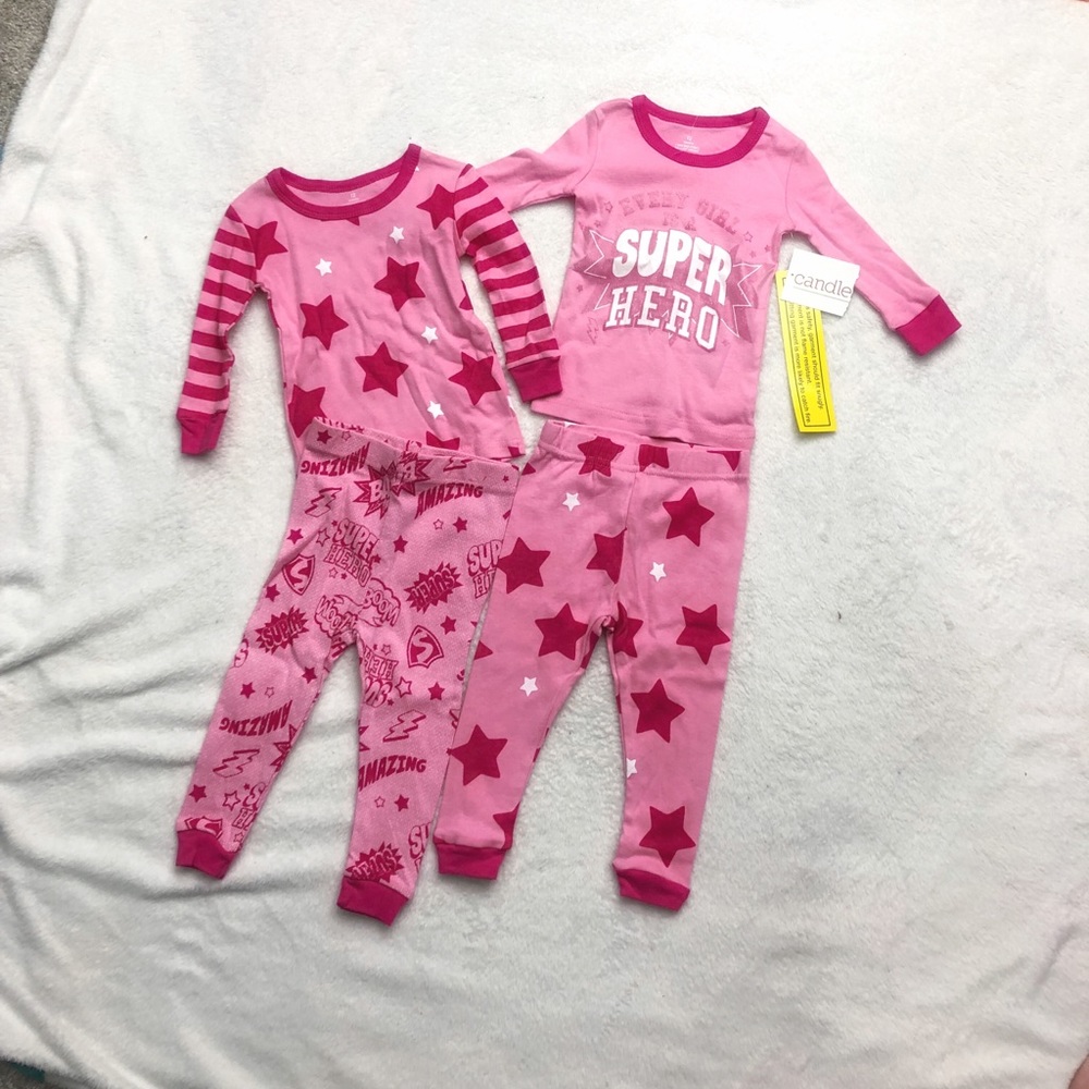 Pink super hero pajama sets